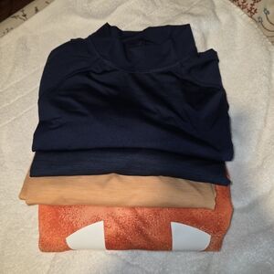Navy, Tan, and Orange Sweatshirts